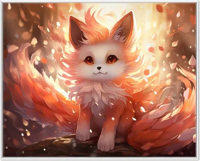 Produktbild von Wallario Wandbild Leuchtender Feuerfuchs, Größe: 40,30 x 50,30 cm, Poster mit weißem Aluminiumrahmen