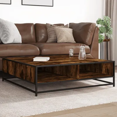 Produktbild von Couchtisch Räuchereiche 100x100x30 cm Holzwerkstoff und Metall