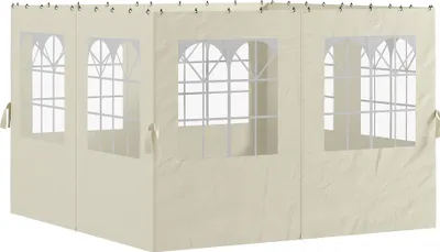 Produktbild von Pavillon-Seitenwände, 4 Seitenwand-Paneele für Gartenpavillon, mit Reißverschluss, 3 x 4 m Pavillon, Cremeweiß