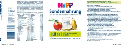 Productafbeelding van Hipp zuigelingenvoeding, normale calorieën, 12x500ml, melk, appel en peer