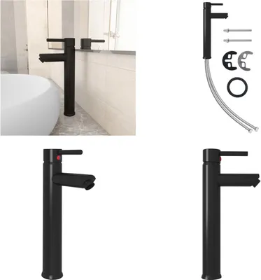 Produktbild von vidaXL Badezimmer Mischbatterie Schwarz 12x30 cm - Waschtischbatterie - Waschtischbatterien - Wasserhahn - Wasserhähne