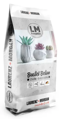 Produktbild von LM-Kreativ Bastel-Beton 18 kg – Gieß- & Modelliermasse zum Basteln, faserverstärkt, feinkörnig, staubarm, wetterfest & frostfest,  Germany