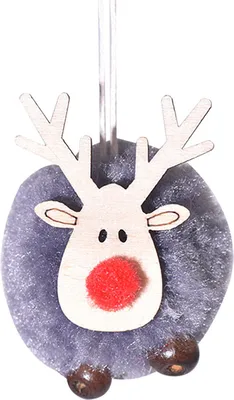 Produktbild von Pompon-Rentier-Weihnachtsbaumschmuck, Plüsch-Elch-Hängeornamente, Hirschscheiben aus Holz, Weihnachtsbaumanhänger für Zuhause, Party, Weihnachtsdekoration