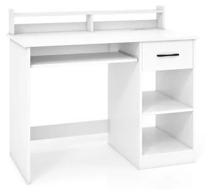 Productafbeelding van Bureau met oplaadstation, toetsenbordlade, lade en verstelbare plank, wit 105 x 55 x 89 cm