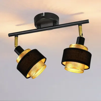 Produktbild von ZMH Deckenleuchte Schwarz mit 2 Flammig  E14 Vintage  Wohnzimmer Retro Schlafzimmer Metall Schwenkbar  für Küche Flur Esszimmer