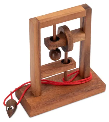 Produktbild von Verflixter Rahmen - Schnurpuzzle - Knobelspiel aus Holz mit stabilem Fuß