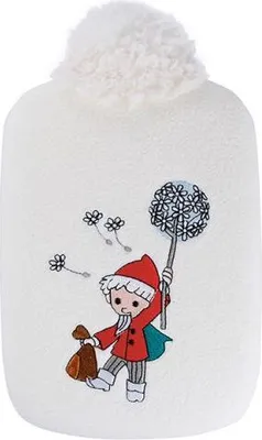 Produktbild von Wärmflasche 2,0L, Softfleece, Bettflasche, Öko Wärmflasche, Wärmflasche aus Gummi, Kuschelbezug, Weiß