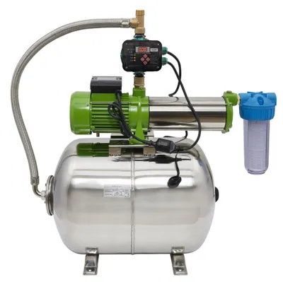 Produktbild von CHM GmbH Hauswasserwerk 100 L Edelstahl 1,5 Kw 8,5 Bar 8400 L/h Gartenpumpe, Wasserpumpe