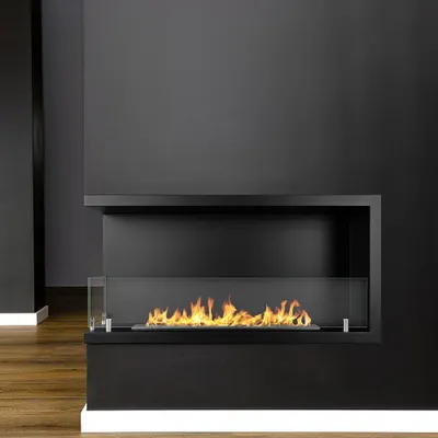 Image de Garzeno - Cheminée Bioéthanol, 90x22x45h cm Noir, Capacité 1,5 L