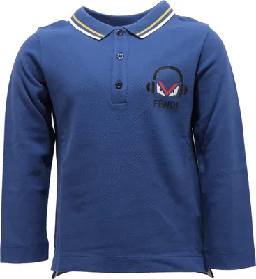 Zdjęcie produktu dla 2373V FENDI niebieska koszulka polo bawełna kid