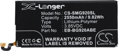 Produktbild von TECHTEK Akku Kompatibel mit [Samsung] Galaxy S6, Galaxy S6 Duos, Galaxy S6 LTE-A, Galaxy S6 TD-LTE, SCV31, SGH-N520, SCH-J510, SM-G920, SM-G9200, SM-