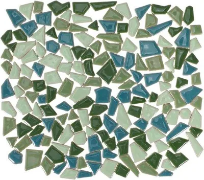 Zdjęcie produktu dla Zestaw do mozaiki ceramicznej 200 g, zielony, nieregularne kształty, rękodzieło, materiały do majsterkowania dla dzieci i dorosłych