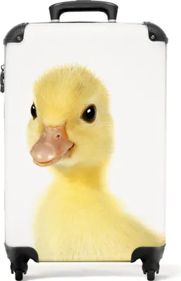 Produktbild von NoBoringSuitcases.com® Koffer Handgepäck Trolley Rollkoffer Kleine Reisekoffer mit 4 Rollen - Ducky - Schnabel - Gelb - Kinder - Cabin Size < 55x40x23 cm & 55x40x20 cm - Fotokoffer - Kabinenkoffer - BoardgepäckHandgepäck Koffer 55x35x20 cm, 36L,