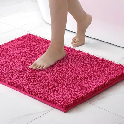 Obrázek produktu pro Omgoods - Měkká protiskluzová rohož do koupelny, 50 x 80 cm, růžová
