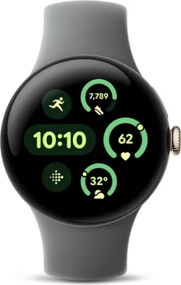 Produktbild von Google Pixel Watch 3 (Wi-Fi) 41mm Champagne Gold mit Sportarmband Hazel (GA05758-DE)