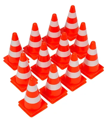 Produktbild von Bramble 24er-Set Pylonen 23 cm Orange-Weiß - Großpackung Sportkegel Verkehrshütchen Markierungskegel - Auch als Spielkegel für Kinder