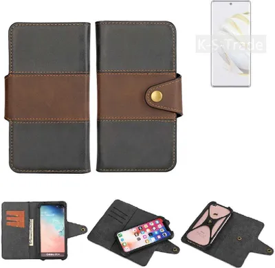 Produktbild von K-S-Trade Handyhülle Schutzhülle Hülle Bookstyle Wallet-Case kompatibel mit Huawei nova 10 Bumper Rundumschutz schwarz-braun 1x