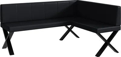 Produktbild von MEBLINI Eckbank für Esszimmer - Küchenbank - Essecke - Sitzecke Küche - PETER - X-Beine 128x168x87cm Rechts - Schwarz Kunstleder