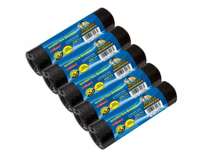 Produktbild von Bogdan Przemocny 5er Set Müllsäcke mit Zugband 60L 5x10 Stk. Hochleistungs-Müllbeutel Mülltüte