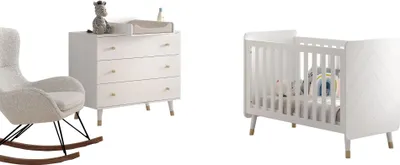 Produktbild von Babyzimmer Set Kamillah 3 Kinderzimmer Komplettset MDF Satin Weiß