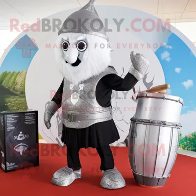 Produktbild von Silberner REDBROKOLY Guinness Maskottchen Kostüm charakter bekleidet mit Leggings und Handtaschen
