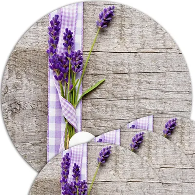 Produktbild von Abwaschbare Tischsets 4er Set Lavendel Holz-Optik rund