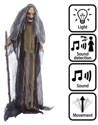 Zdjęcie produktu dla Straszna wiedźma – dekoracja na Halloween z dźwiękiem i animacjami – 160 cm