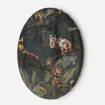 Produktbild von Leinwandbild rund Affen im Dschungel 40x40 Feeby Grau bild für die wand bereit zum aufhängen