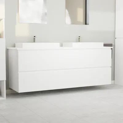 Produktbild von Garlivo Waschbeckenunterschrank GLB-160 Weiss mit Schubladen, Badezimmer Waschtischunterschrank hängend , Breite 160 cm, Soft-Close, Push-to-Open/ Tip-On