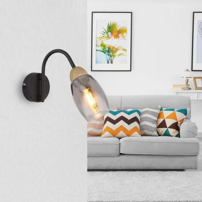 Obrázek produktu pro Nástěnné osvětlení Globo 60297W Gerly E14 25 W černé/kouřové sklo