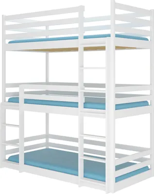 Obrázek produktu pro nabbi Dřevěná třípatrová postel s matracemi Tarevo 90x200 cm - bílá