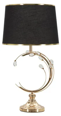 Obrázek produktu pro Stolní lampa Bruxelles z černého a zlatého kovu s látkovým stínidlem — Ø 36 cm