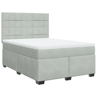 Produktbild von Boxspringbett mit Matratze Hellgrau 140x200 cm Samt