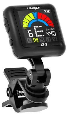 Produktbild von Aufladbares Stimmgerät, Clip-On-Tuner für Gitarre und Streichinstrumente, digital mit LCD-Farbdisplay