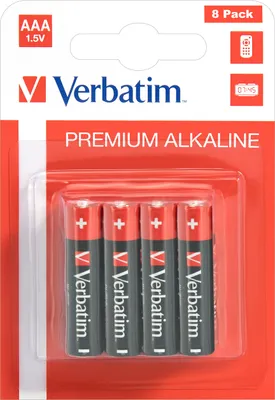 Obrázek produktu pro Verbatim 49502, Baterie na jedno použití, AAA, 1,5 V, 8 kusů, -18 - 50 °C, 44,5 mm
