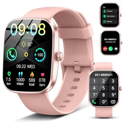Produktbild von Smartwatch Damen Herren, 1.91'' Zoll HD Smart Watch mit Bluetooth Anrufe, Fitness Tracker Schrittzähler mit 110+ Sportmodi, Schlafmonitor SpO2 Herzfrequenz, IP68 Wasserdicht Fitnessuhr für Android iOS
