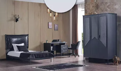Zdjęcie produktu dla Zestaw mebli do pokoju dziecięcego szafa czarna 3 szt