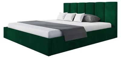 Produktbild von AlpiMeble Bett 200x200 - Polsterbett mit Bettkasten und Metallrahmen - Modern Betten - Glatter Kronos-Stoff - Kollektion Tokio, Grün