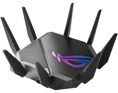 Produktbild von ASUS GT-AXE11000, Wi-Fi 6 (802.11ax), Tri-Band (2,4 GHz/5 GHz/6 GHz), Ethernet/LAN, Schwarz, Tabletop-Router