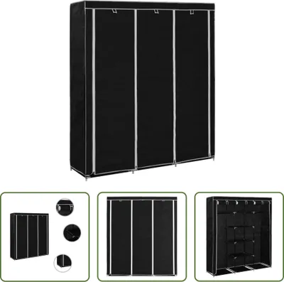 Immagine prodotto di The Living Store armadio con ripiani aste nero 150x45x175cm tessuto