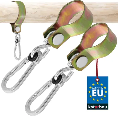 Immagine prodotto di KOTARBAU® 2 Pezzi Ganci Altalena Acciaio Zincato ⌀ 9 x 215mm Oro Gancio per Travi in Legno con Cuscinetto a Sfere e Filettatura per Amaca