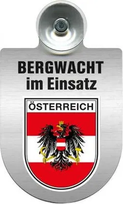 Produktbild von Einsatzschild mit Saugnapf - Bergwacht im Einsatz - incl. Regionenwappen nach Wahl 393807 Color - Region Österreich