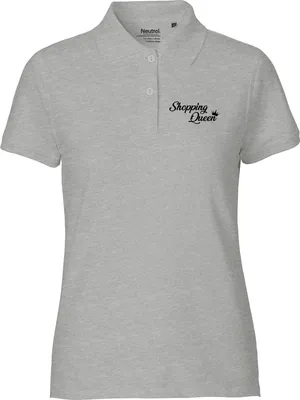 Produktbild von Huuraa Damen Polo Shirt Shopping Queen M Sport Grey Bio Baumwolle Fairtrade Poloshirt Geschenkidee