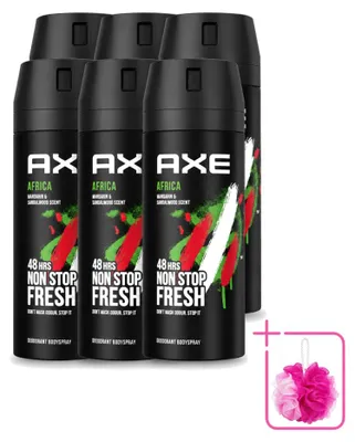 Productafbeelding van 6 x Axe Deodorant Bodyspray Africa - 150 ml - Voordeelverpakking - 6 stuks