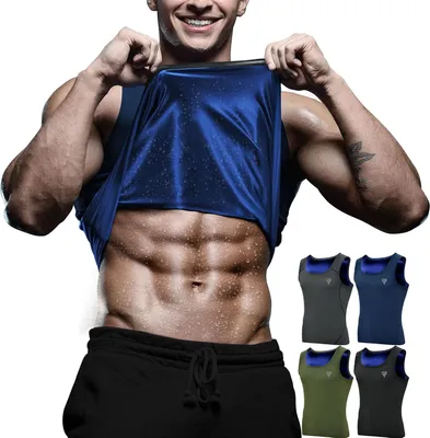 Produktbild von RDX Herren Saunaweste, wärmespeichernder Schweiß-Taillentrainer – REACH 100 er Body Shaper – Gewichtsverlust-Trimmer, heißes Korsett, Kompressions-Pullover mit Reißverschluss – Fitness-Tanktop für Fitnessstudio