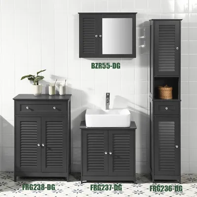 Produktbild von SoBuy Badezimmerschrank Hochschrank mit Schubladen Badschrank schmal platzsparender Badmöbel schmaler Schrank für kleines Badezimmer WC KücheFRG236-DG