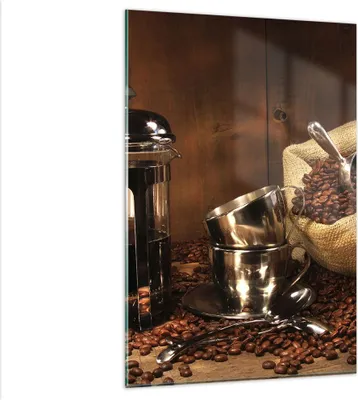 Produktbild von Bilder auf glas - Einteilig - Kaffeebohnen gerösteter Kaffee Tasse - 80x120cm - Glasbilder - Wandbilder - Bilder - Wanddekoration aus Glas - Glas Bilder - Wandbild auf Glas - GPA80x120-0434