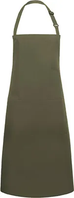 Zdjęcie produktu dla Karlowsky BLS 9 | Ponadgabarytowy fartuch śliniakowy Basic z klamrą i kieszenią - Kolor: Moss Green (ok. Pantone 7764C) - Rozmiar: 100 x 100 cm