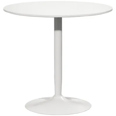 Produktbild von Esstisch für 2 Personen, runde Tischplatte Ø80 cm, MDF und Stahl, rutschfest, Weiß, 75H cm