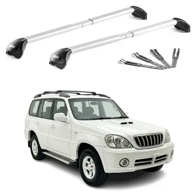 Imagen del producto de Soportes para portaequipajes para Hyundai Terracan, modelos 2001-2007, capacidad de 100 kg, aluminio, color plateado, 2 unidades, Imagen generada por IA